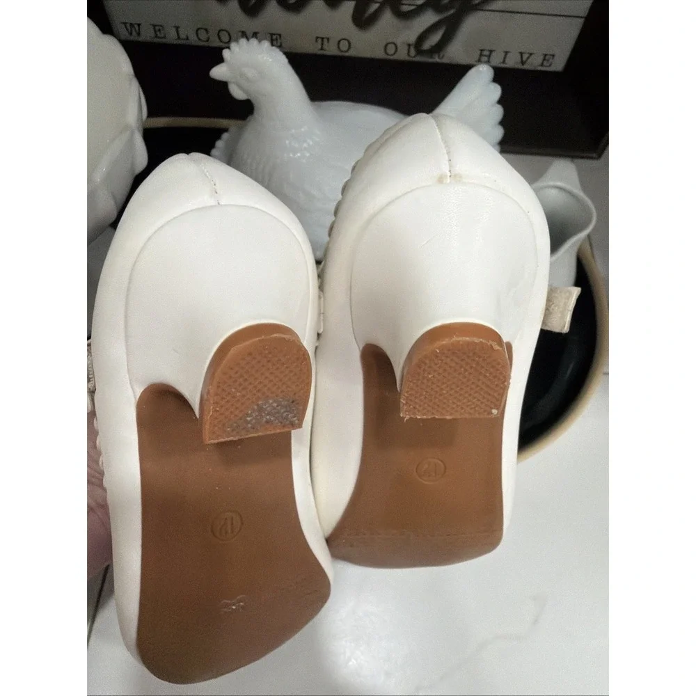 Hehainom Little Girls Emily Strap Mary Jane Shoe Bow Rhinestone‎ Heart 12 White